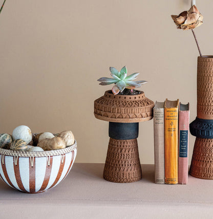 Terracotta Bowl w/Rattan Rim