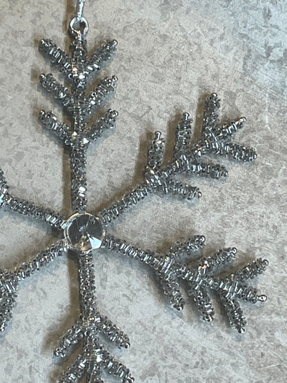 6.75” Silver Beaded snowflake Ornament