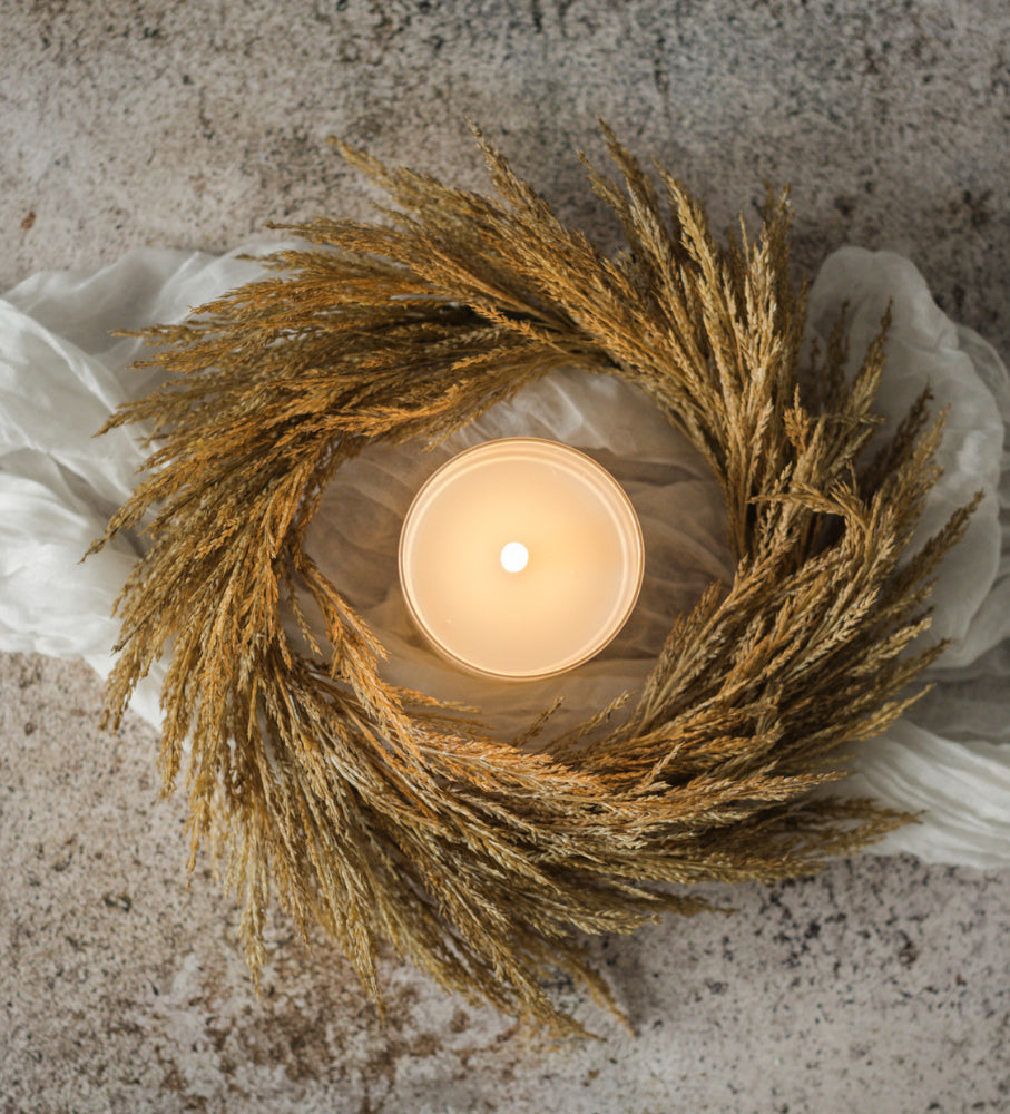 12” Dark Gold Wheat Candle Ring