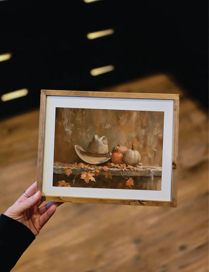 Cowboy Hat Fall Print- Natural Frame