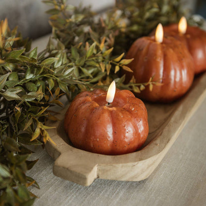 3" ORANGE 3D FLAME SHORT PUMPKIN CANDLE