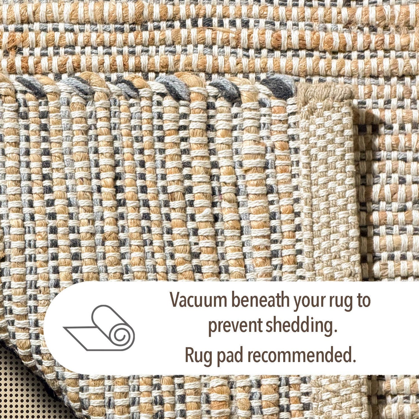 Jute Chindi Rug-Natural Jute-Greys, 3'x5'.