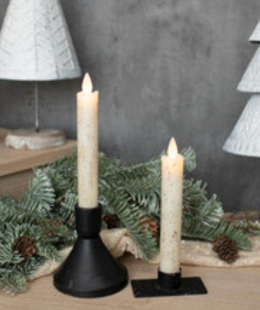 Set/2-6.75” Moving Flame Cream Taper Candle