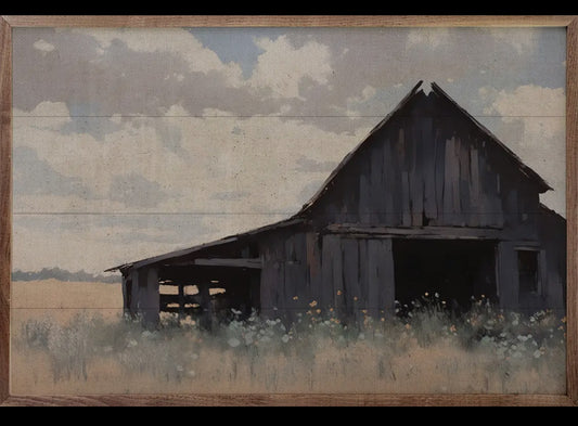 8”x5” Black Barn in Field
