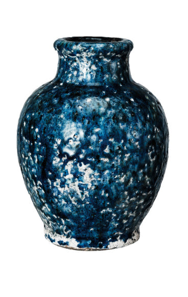 Blue Decorative Terra-cotta Vase-Lg