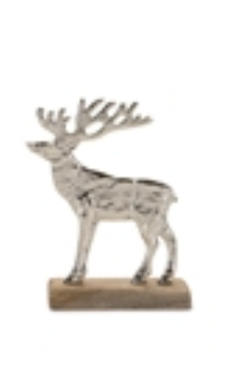 Aluminum Deers On Wood Vase