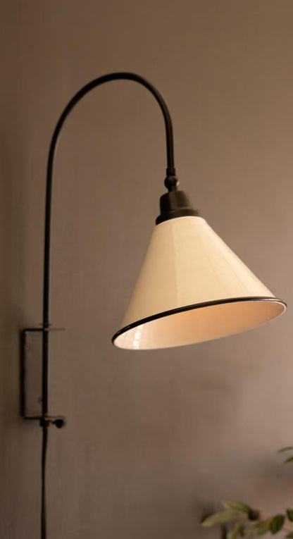 Metal Wall Lamp w/Black and white Enamel Shade