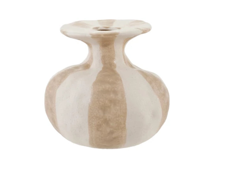 Stoneware Organic Shaped Striped Vase
