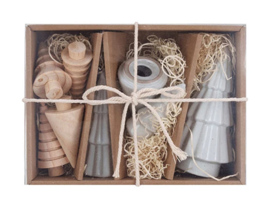 Stoneware & Wood Christmas Trees