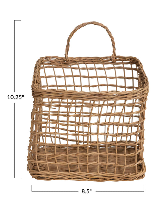 Hand-Woven Seagrass Wall Basket w/Handles