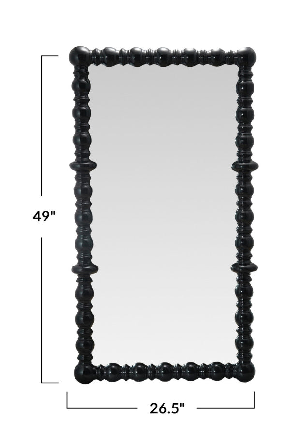 Black Spindle Wood Framed Wall Mirror