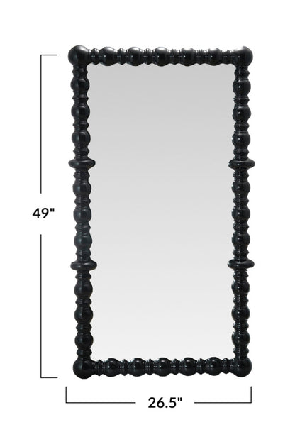 Black Spindle Wood Framed Wall Mirror