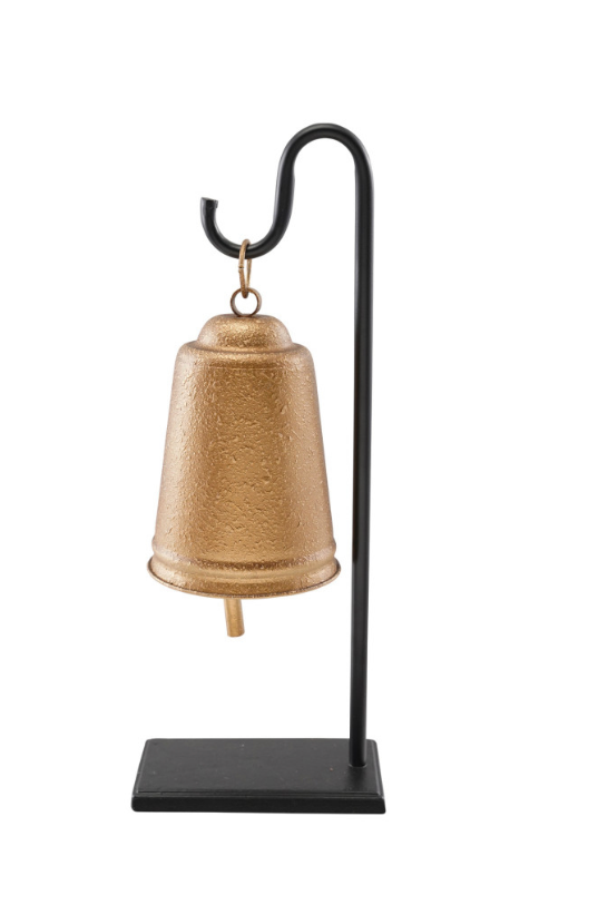 15” Metal Antique Gold Bell w/Stand