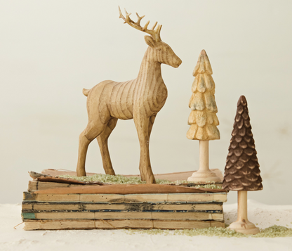 9-1/2”H Resin Deer-Wood Finish