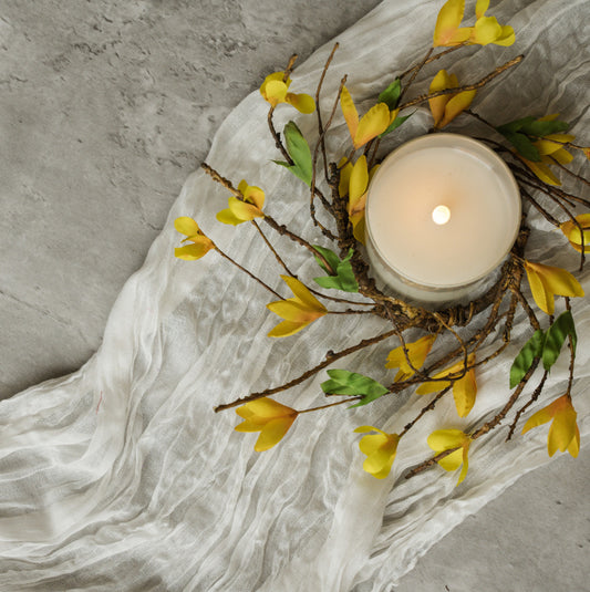 8” Yellow Forsythia Candle Ring