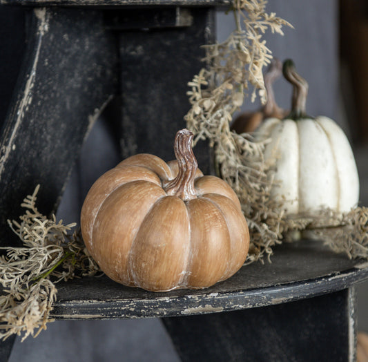 5.25” Tan Resin Pumpkin