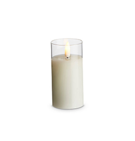 2” x 4” Clear Glass Ivory Pillar Candle