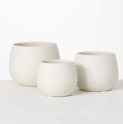 Cream Speckled Round Planter-sm