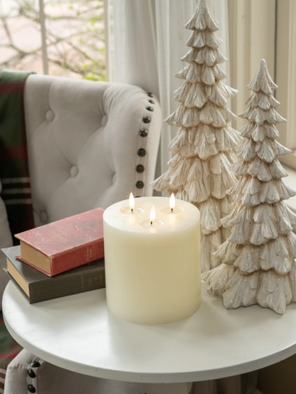 7” Cream 3 Wick 3D Flame Candle