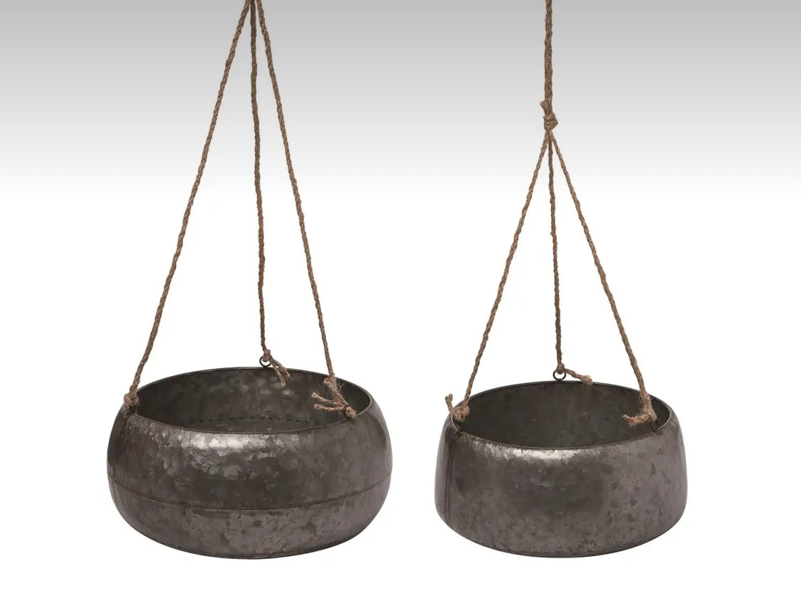 Silver Metal Hanging Planter-Lg