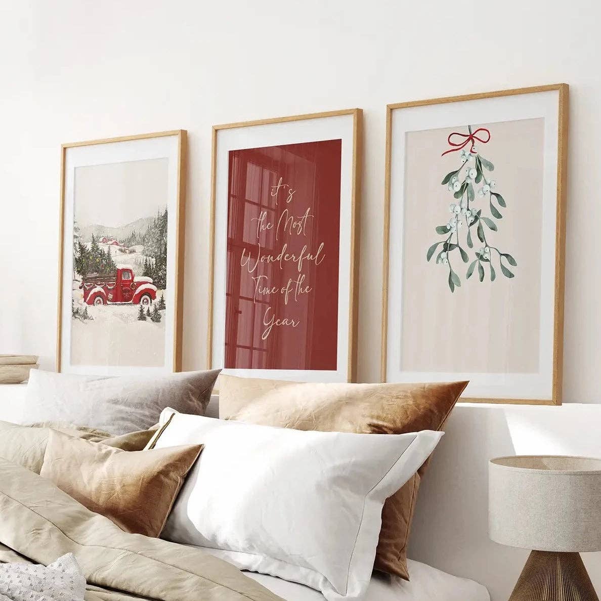 8” x 10” Winter Holiday Landscape Wall Art Print-Set/3-No Frames