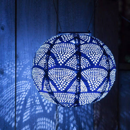 Stella Globe 8" Solar Lantern - Metallic Blue