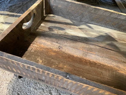 Distressed Wood Tray w/Wheels