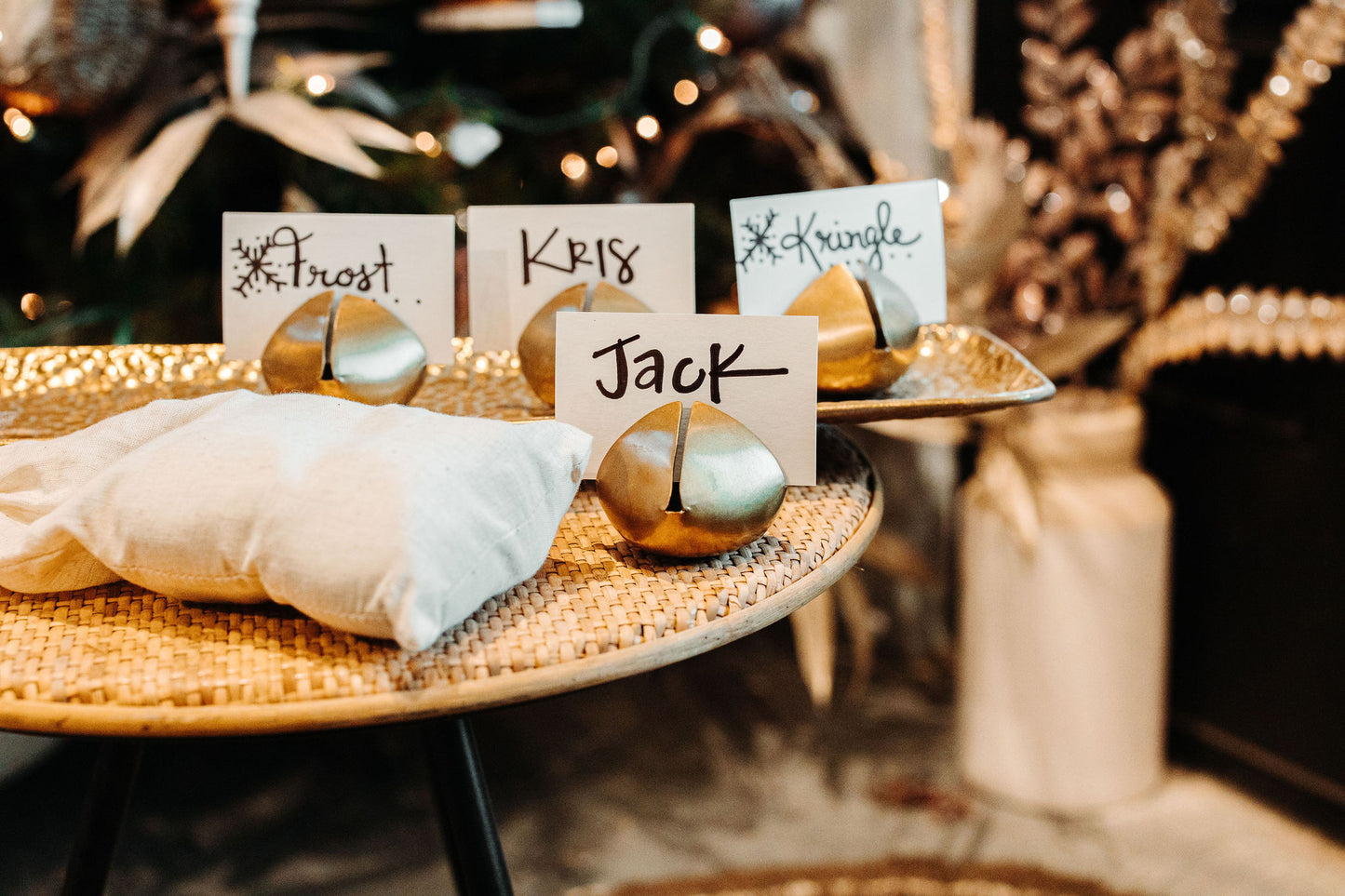 Metal Bell Place Card Holders w/Cards