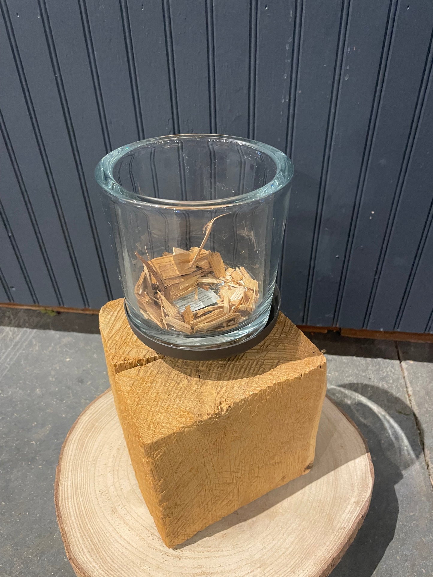 Small Candleholder w/ Block of & Glass Hurricane