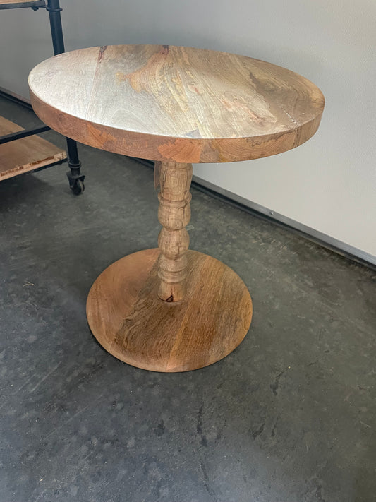 16” Round Hand-Carved Mango Wood side Table