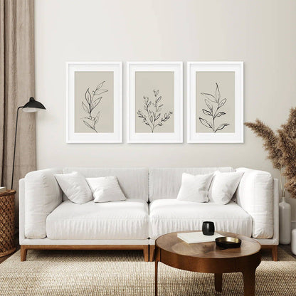 8” x 10” One Line Drawing Print. Contemporary Art Poster-set/3-No frame