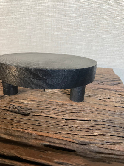 7-3/4”Round x 2-1/2H Decorative Black Wood Pedistal