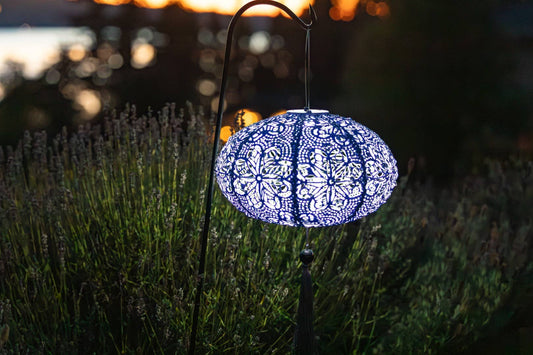 *NEW* Stella Tassel 25.5" Oval Solar Lantern - Sky Blue