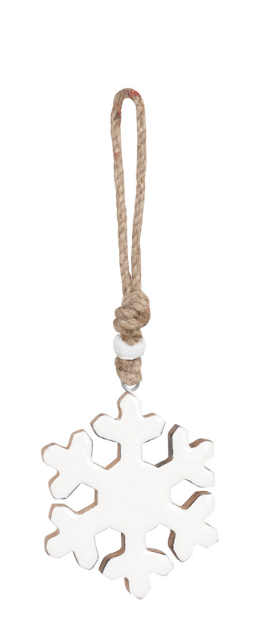 Enameled Mango Wood Snowflake Ornaments w/Wood Beads