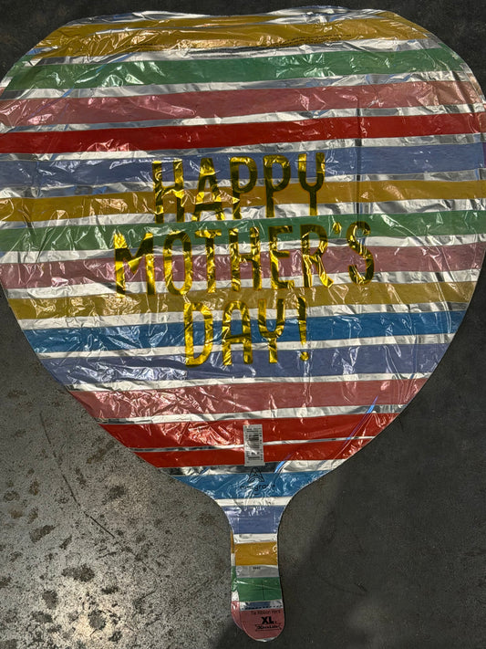18” Happy Mother’s Day Striped Heart Mylar Balloon