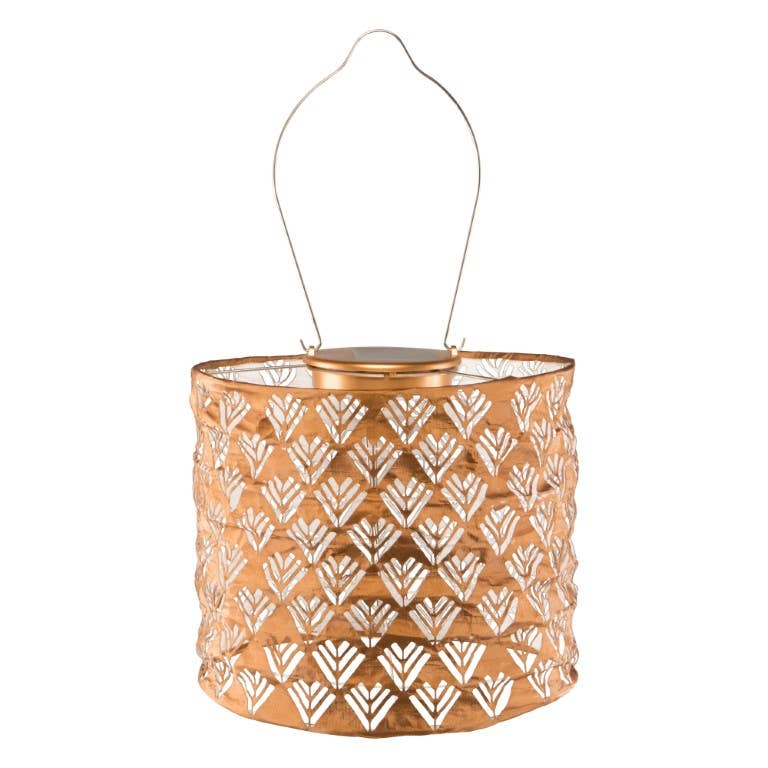 Stella Chevron Drum 7" Solar Lantern - Copper