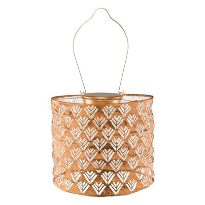 Stella Chevron Drum 7" Solar Lantern - Copper
