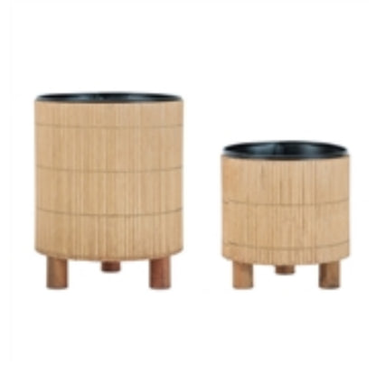 9” Bamboo Wood Planter-Lg