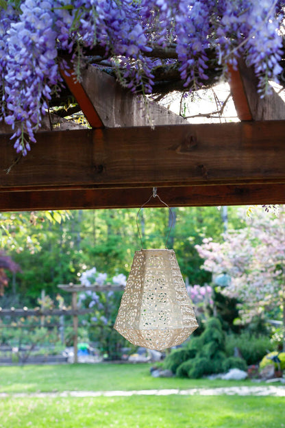 Stella Prism 11" Solar Lantern - Pearl