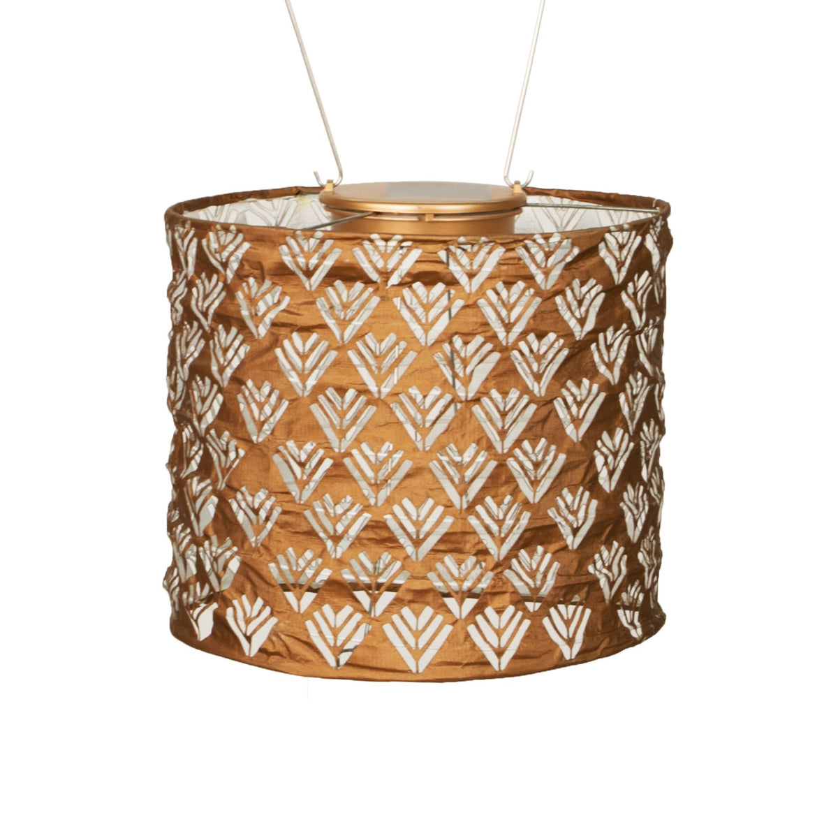 Stella Chevron Drum 7" Solar Lantern - Copper