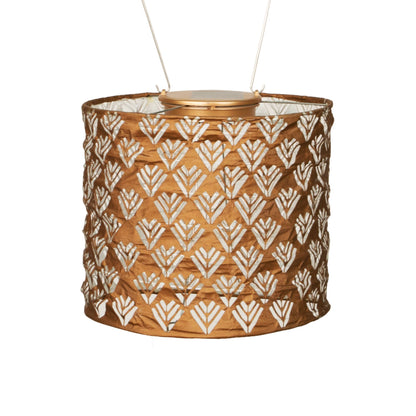 Stella Chevron Drum 7" Solar Lantern - Copper