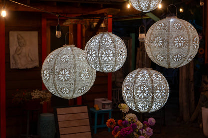 *NEW* Stella Luxe 12" Globe Boho Battery Lantern - Pearl