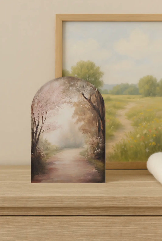 10”x7” Blush Path Wood Arch Sign