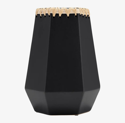 11” Black Ceramic Weaving Detail Design Vase