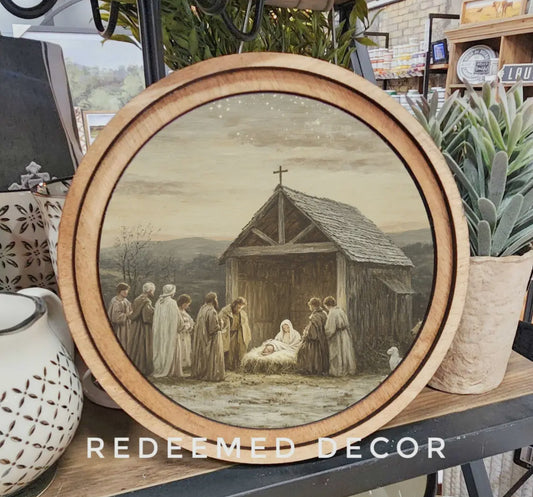 8” Round Nativity Scene Art