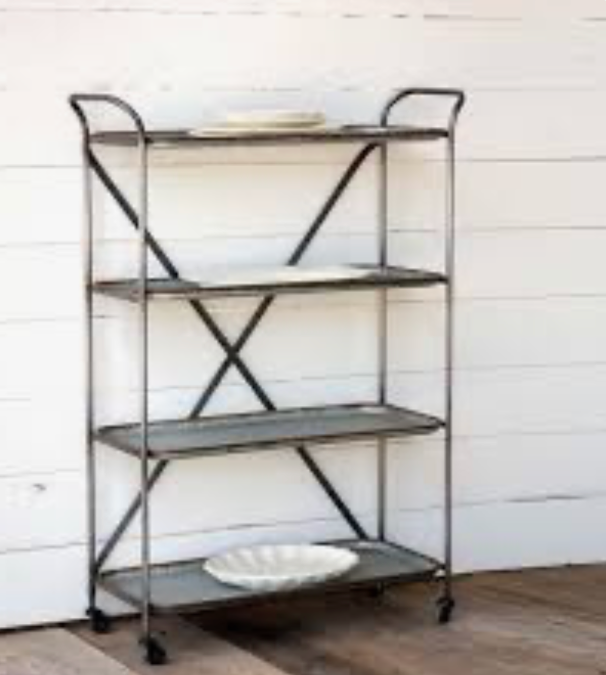 Metal Bakery Cart w/Coasters