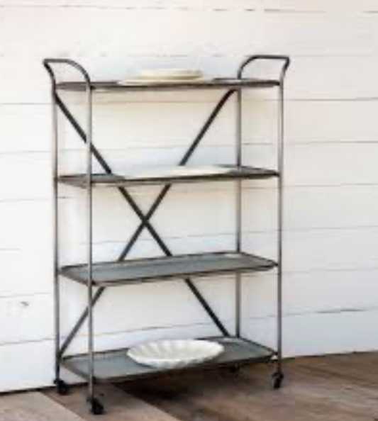 Metal Bakery Cart w/Coasters