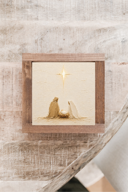 Neutral Nativity, Square | Christmas Nativity Wall Art