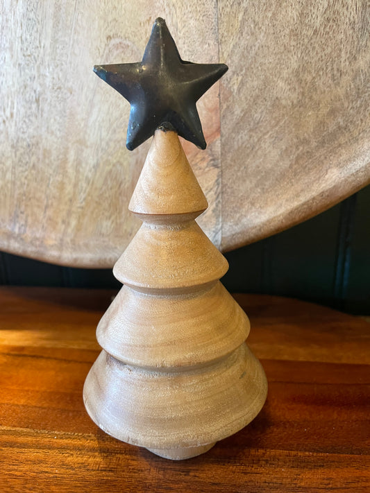 Wood Tree w/Metal Star