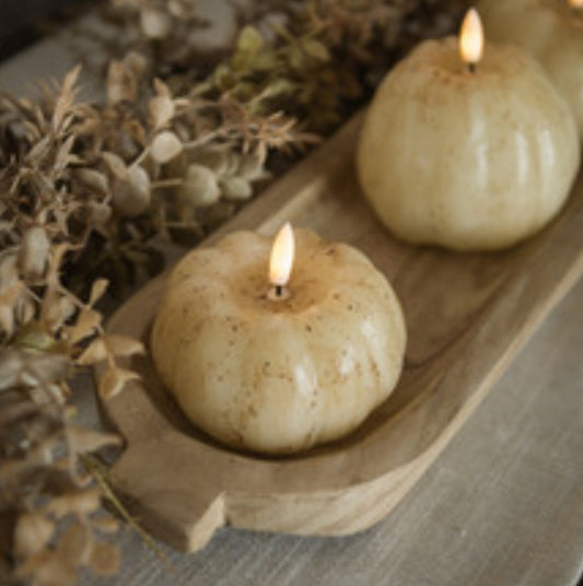 3” Cream 3D Flame Short Pumpkin Candle